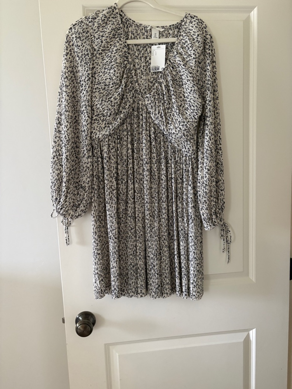 H&M Cream Dress with Black Floral Print